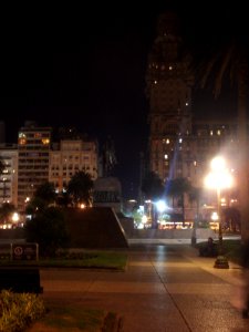 Plaza Independencia, night view towards Palacio Salvo
