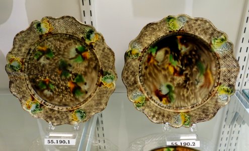 Plates, Staffordshire, England, c. 1760, creamware with sponged underglaze metalic oxides, HD 55.190 - Flynt Center of Early New England Life - Deerfield, Massachusetts - DSC04456