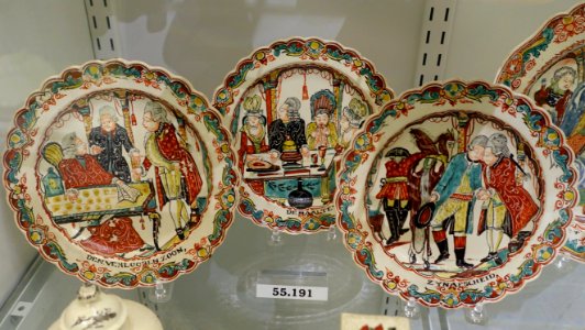Plates with scenes of the prodigal son, England and Holland, 1775-1800, creamware, overglaze enamel, HD 55.191 - Flynt Center of Early New England Life - Deerfield, Massachusetts - DSC04565