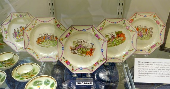 Plates with Prodigal Son scenes, England, probably Staffordshire, 1790-1800, pearlware, overglaze enamels, transfer, HD 56.014 - Flynt Center of Early New England Life - Deerfield, Massachusetts - DSC04668