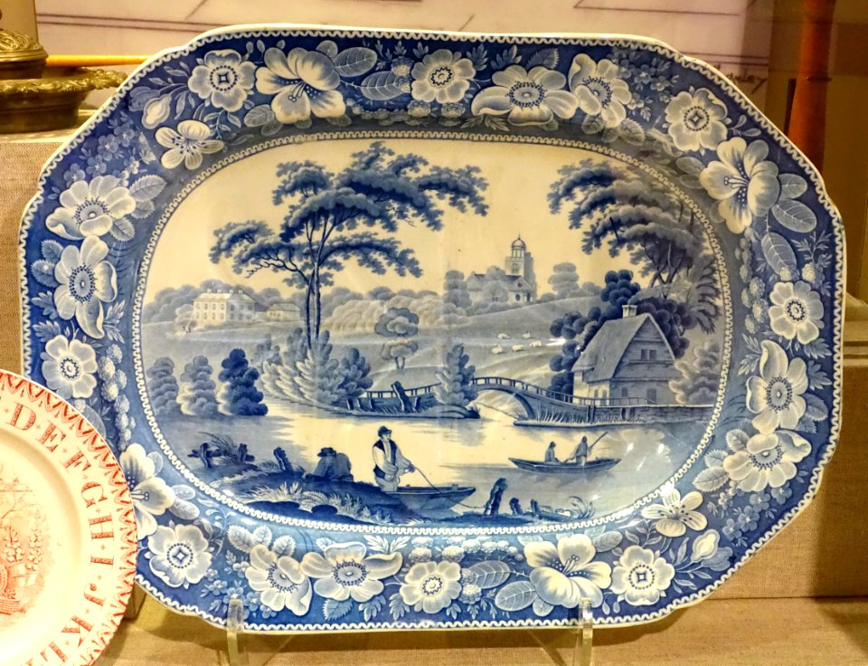 Platter, Bourne, Baker, and Bourne, Fenton Potteries, England, c. 1830-1840, transfer-printed stoneware, glaze - Spurlock Museum, UIUC - DSC06104