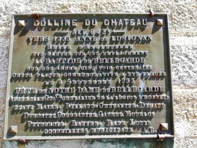 Plaque chapelle Bellegarde-en-Marche