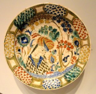 Plate with Youth amid Foliage, c. 1600-1630, Safavid dynasty, Isfahan, Iran - Sackler Museum - DSC02536