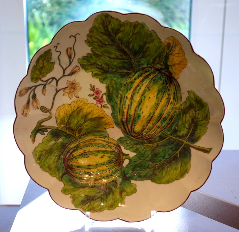 Plate with two melons, Chelsea, c. 1755, soft-paste porcelain - California Palace of the Legion of Honor - DSC07621