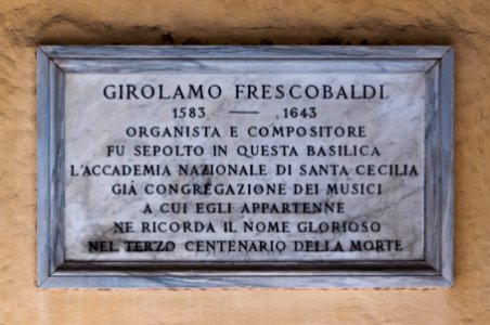 Plaque Frescobaldi Basilica Twelve Apostles Rome