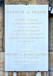 Plaque gauche Institut de France