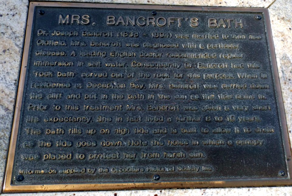 Plaque for the Deception Bay Sea Baths at Deception Bay, Queensland