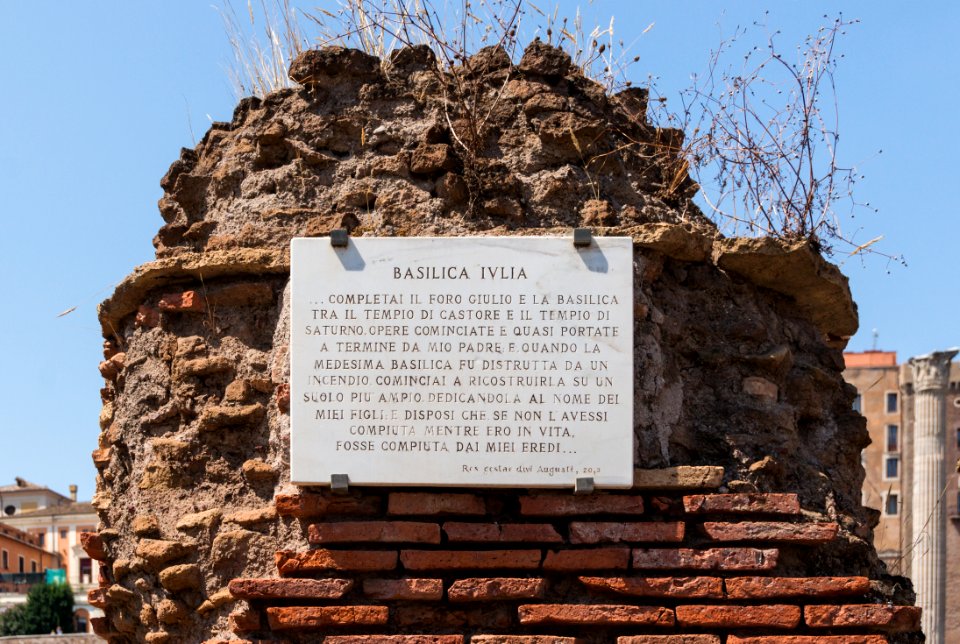 Plaque Basilica Julia Forum romanum Rome Italy