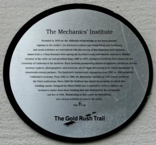 Plaque, Mechanics' Institute - San Francisco, CA - - San Francisco, CA - DSC03329