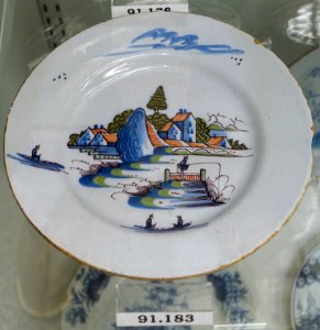 Plate, Bristol, England, 1760-1765, tin-glazed earthenware, HD 91.183 - Flynt Center of Early New England Life - Deerfield, Massachusetts - DSC04336