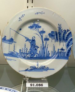 Plate, Bristol, England, c. 1750, tin-glazed earthenware, item HD 91.086 - Flynt Center of Early New England Life - Deerfield, Massachusetts - DSC04253