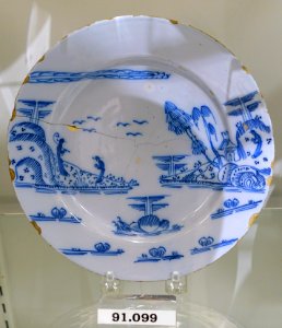 Plate, Bristol, England, c. 1750, tin-glazed earthenware, item HD 91.099 - Flynt Center of Early New England Life - Deerfield, Massachusetts - DSC04288