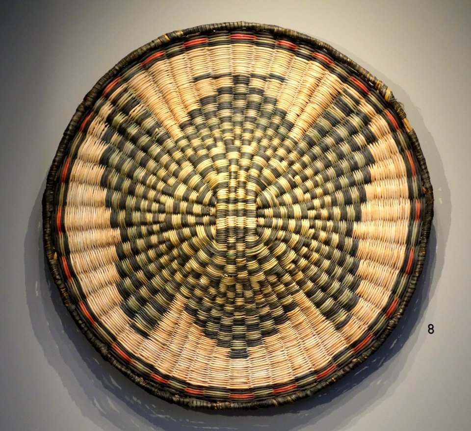 Plaque, Hopi people, Arizona, undated, woven wickerwork, wild currant or sumac, rabbit brush, yucca - Chazen Museum of Art - DSC01854