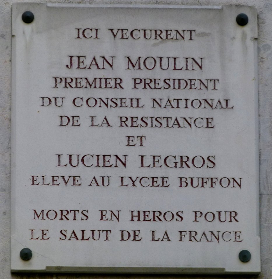 Plaque commémorative Jean Moulin - Lucien Legros