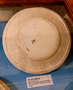 Plate mold, Quail pattern 10 inch - Dedham Pottery - Dedham Historical Society - Dedham Massachusetts - DSC04273