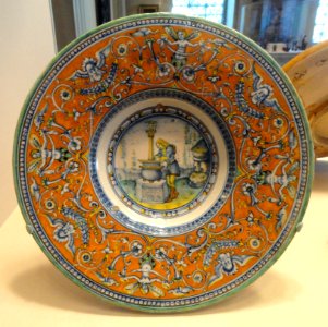 Plate with Narcissus gazing at his reflection in a fountain, Sienese, c. 1510-1520 - National Gallery of Art, Washington - DSC08637