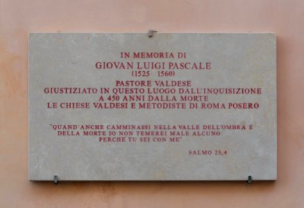 Plaque Giovan Luigi Pascal, Rome, Italy