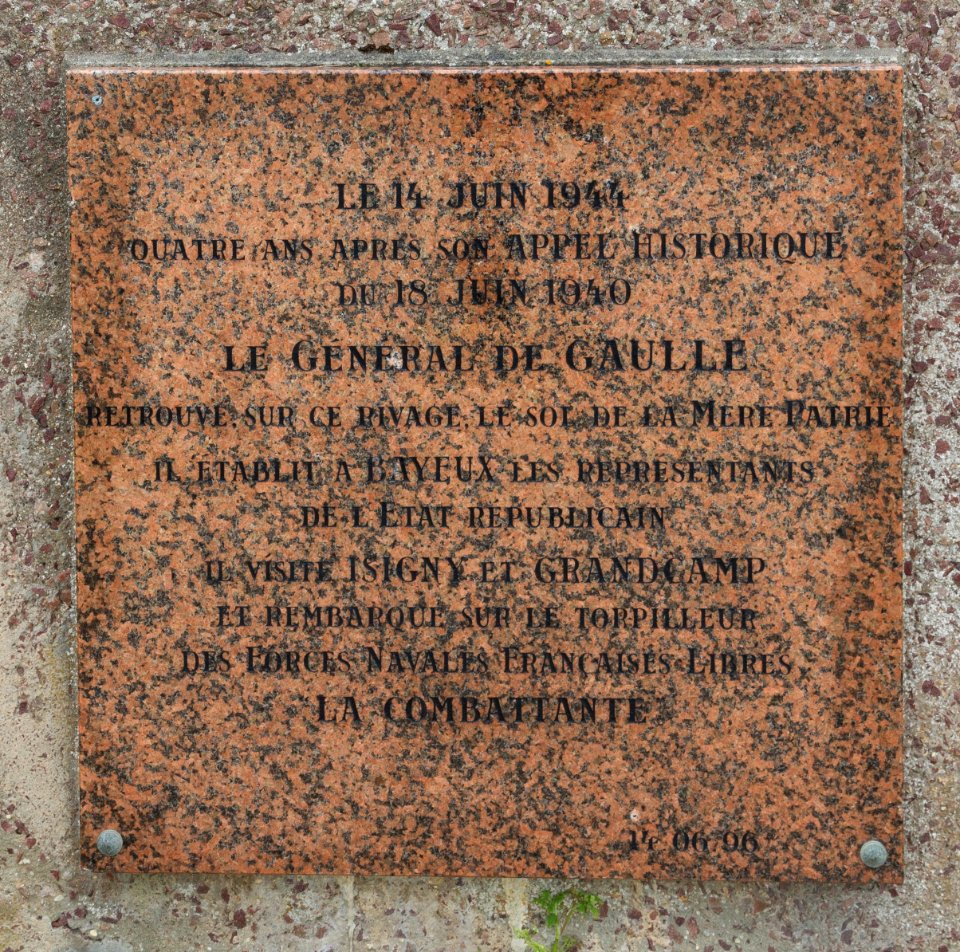 Plaque de Gaulle Courseulles Normandie