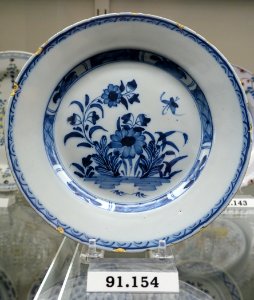 Plate, London, England, 1760-1770, tin-glazed earthenware, item HD 91.154 - Flynt Center of Early New England Life - Deerfield, Massachusetts - DSC04313