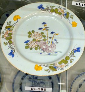 Plate, Liverpool, England, 1760-1770, tin-glazed earthenware, HD 91.145 - Flynt Center of Early New England Life - Deerfield, Massachusetts - DSC04339