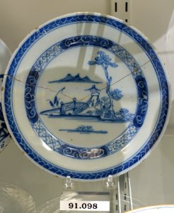 Plate, London, England, 1750-1770, tin-glazed earthenware, item HD 91.098 - Flynt Center of Early New England Life - Deerfield, Massachusetts - DSC04283
