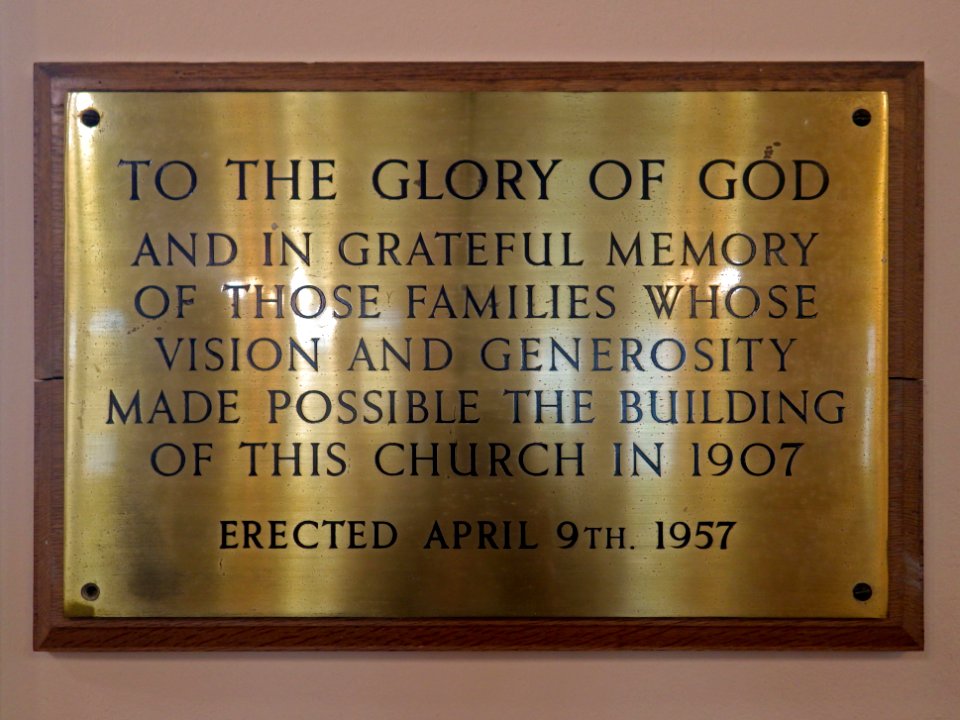 Plaque, Christchurch Methodist Church, Bexhill