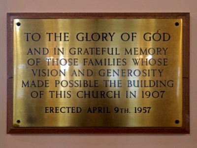 Plaque, Christchurch Methodist Church, Bexhill