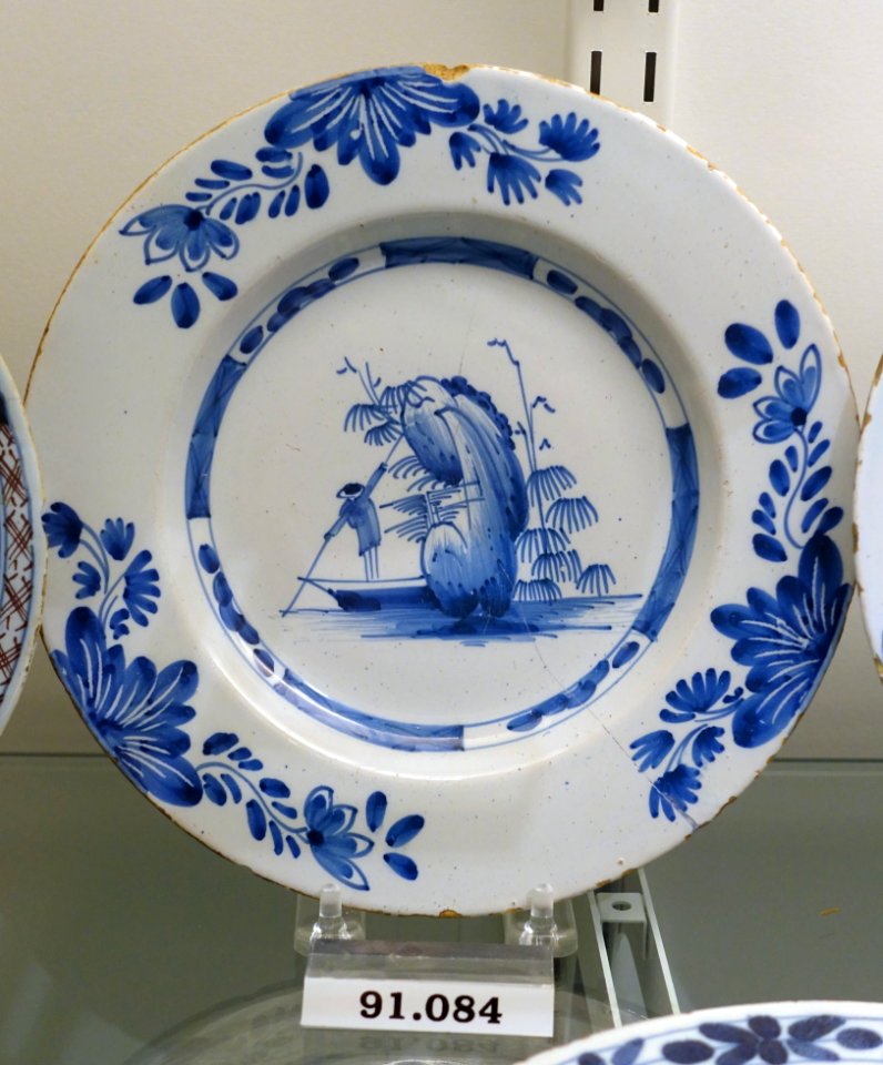 Plate, England, probably London, 1750-1760, tin-glazed earthenware, item HD 91.084 - Flynt Center of Early New England Life - Deerfield, Massachusetts - DSC04249