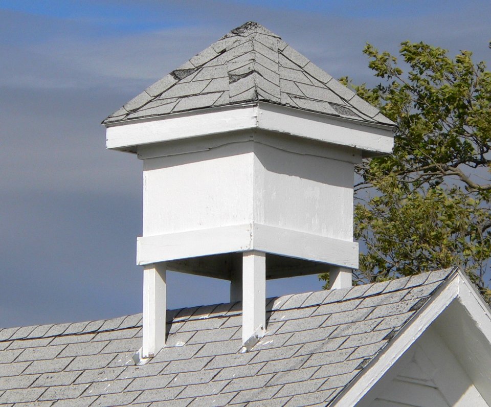 Pleasant Ridge Church (Phillips Co, KS) steeple from SW 1