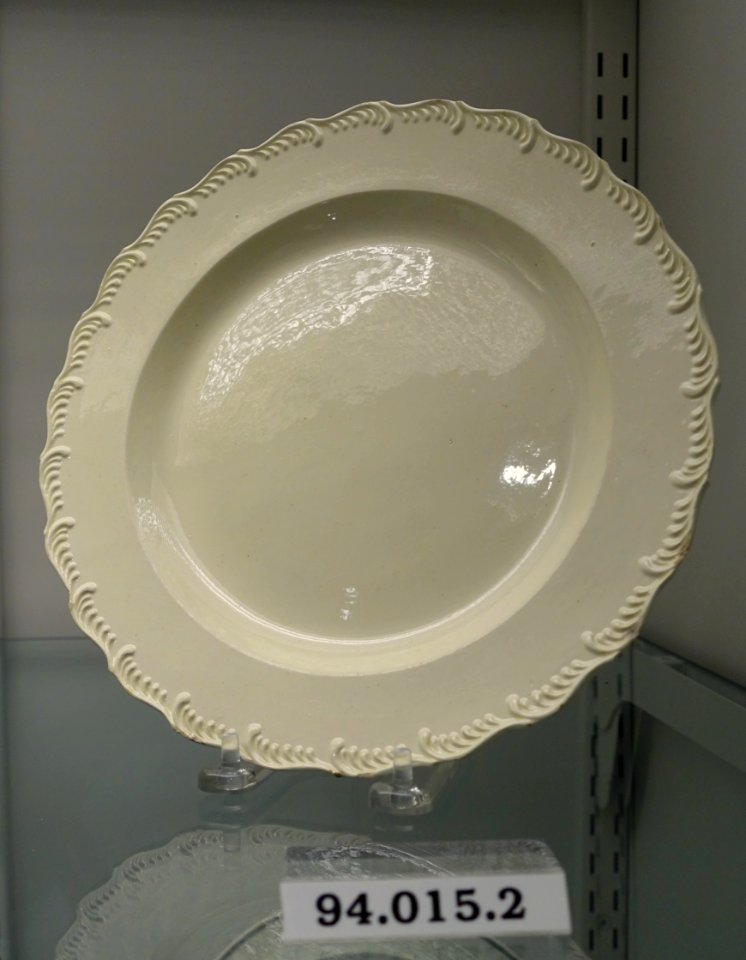 Plate, Yorkshire or Staffordshire, England, 1770-1800, creamware, HD 94.015.2 - Flynt Center of Early New England Life - Deerfield, Massachusetts - DSC04575