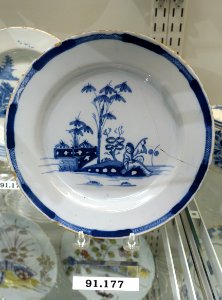 Plate, England, perhaps Liverpool, 1750-1760, tin-glazed earthenware, HD 91.177 - Flynt Center of Early New England Life - Deerfield, Massachusetts - DSC04333