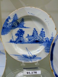 Plate, probably Liverpool or possibly Bristol, England, 1740-1760, tin-glazed earthenware, HD 91.176 - Flynt Center of Early New England Life - Deerfield, Massachusetts - DSC04331