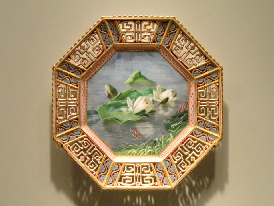 Plates with Water Lilies, c. 1885, Copeland Porcelain Factory, painted by Charles F. Hurten, England, porcelain with enameling - Art Institute of Chicago - DSC09890