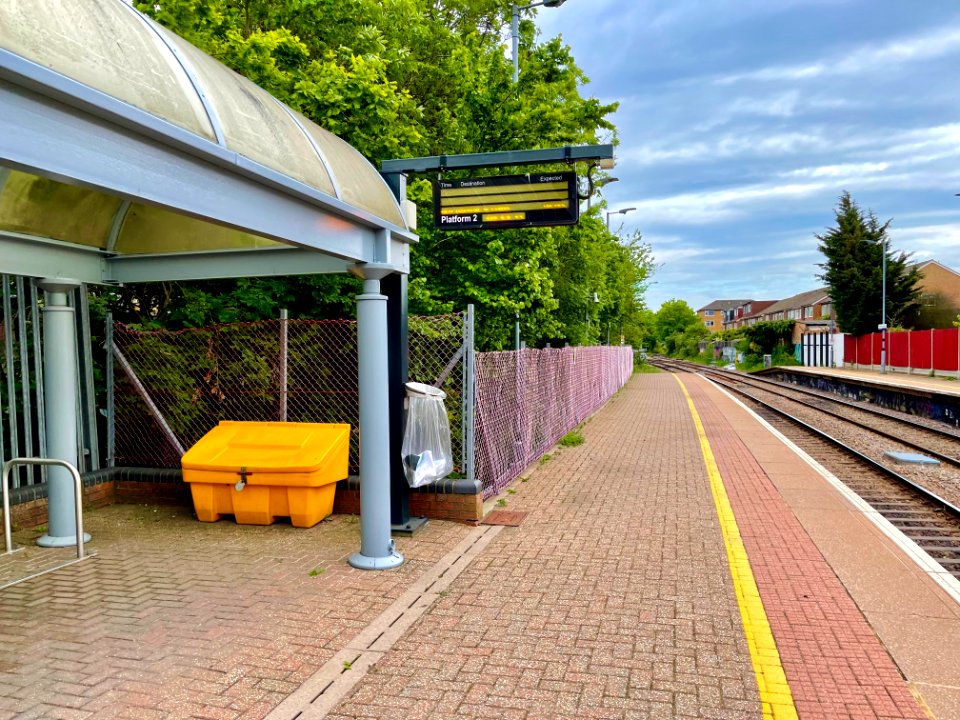 Platform 2 at Drayton Green station 2021