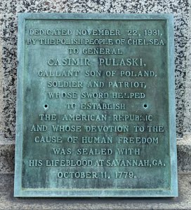 Plaque on the General Casimir Pulaski Monument, 1931 - Chelsea, Massachusetts - DSC09385