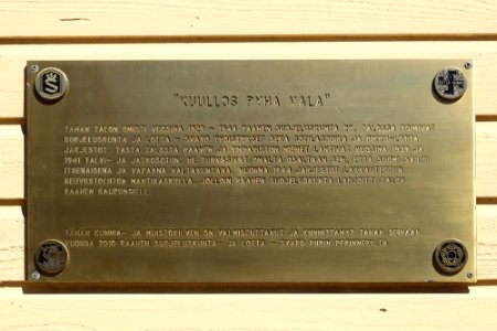 Plaque Palokunnankatu 28 Raahe 20190705
