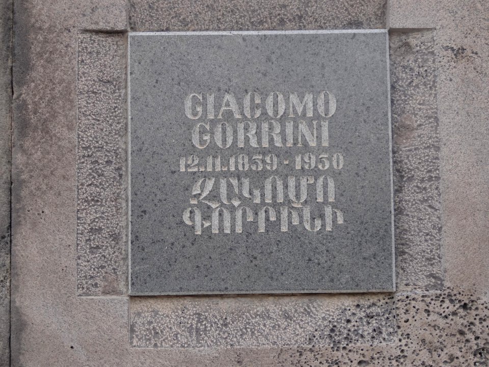 Plaque at Tsitsernakaberd for Giacomo Gorrini