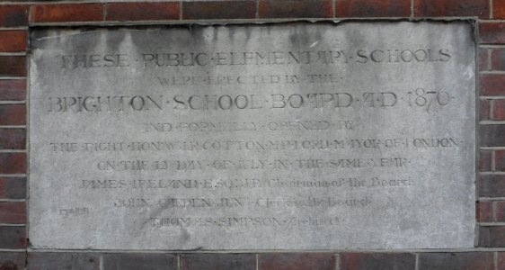 Plaque at Entrance at former York Place Elementary Schools, York Place, Brighton (July 2014) (1)