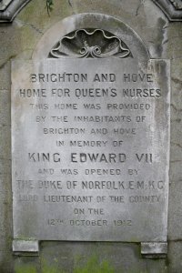 Plaque at Former Brighton and Hove Home for Queen's Nurses, Wellington Road, Brighton (January 2011)