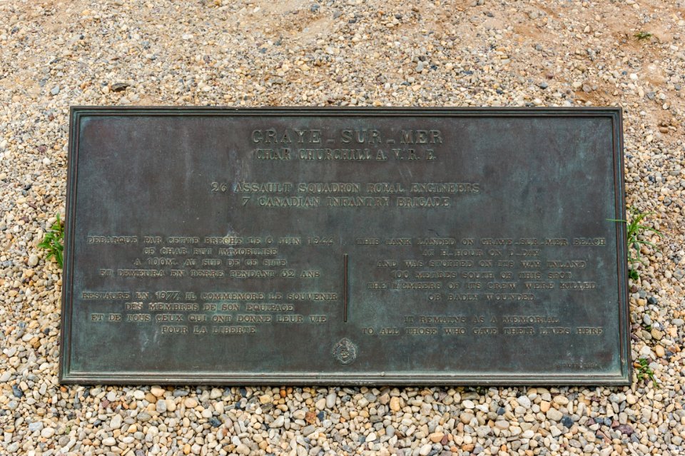 Plaque Charlie 1 Churchill AVRE Graye sur Mer