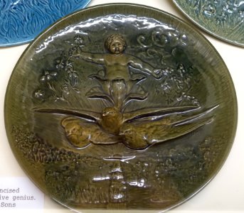 Plaque by Hugh C. Robertson, Chelsea Keramic Art Works, c. 1875-1880, ceramic - Dedham Historical Society - Dedham Massachusetts - DSC04267