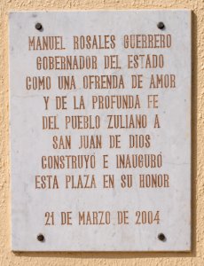 Plaque in the Plaza de Nuestra Señora de la Chiquinquirá