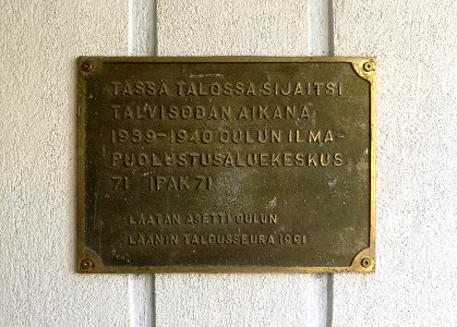 Plaque Kauppurienkatu 23 Oulu 20180709