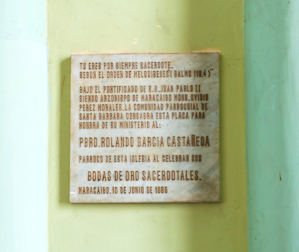 Plaque in the Church of Santa Barbara