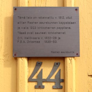 Plaque Reiponkatu 44 Raahe 20200806