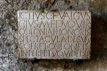 Plaque entrance amphitheater Pompeii