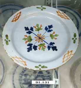 Plate, London, England, c. 1770, tin-glazed earthenware, item HD 91.131 - Flynt Center of Early New England Life - Deerfield, Massachusetts - DSC04299