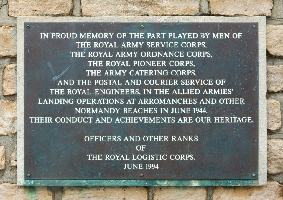 Plaque royal logistic corps 1944 1994