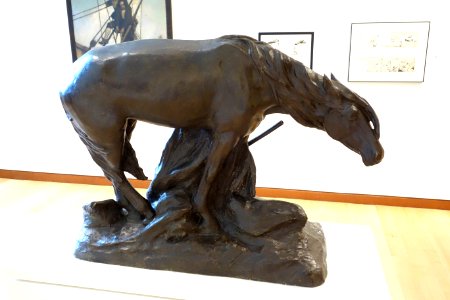Pioneer in a Storm by Solon H. Borglum, view 2, modeled 1904, bronze - New Britain Museum of American Art - DSC09069