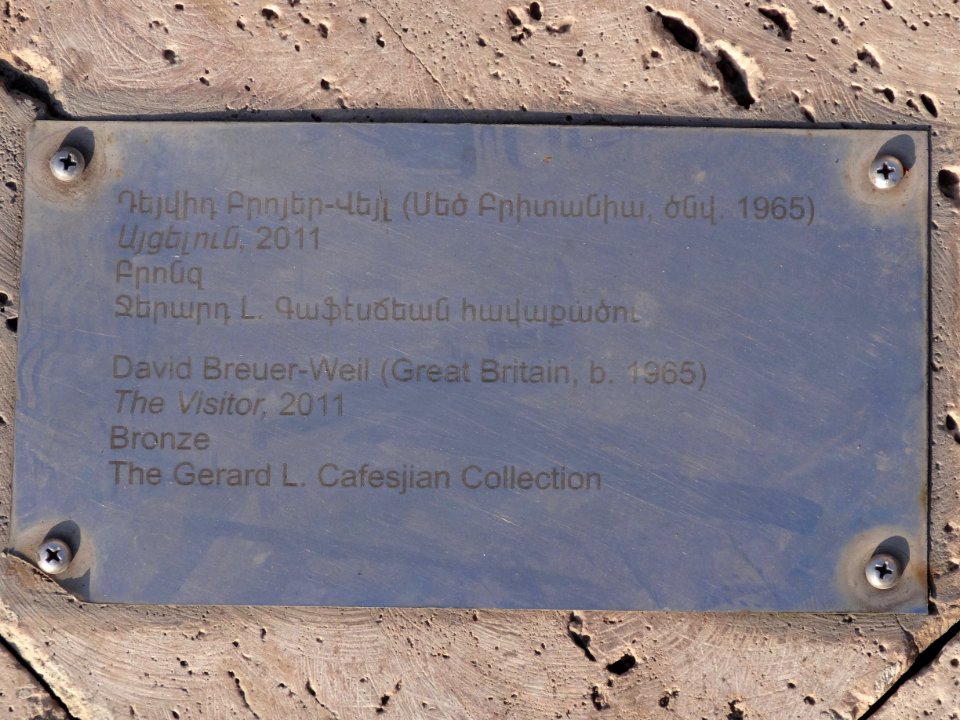 Plaque at a statue of Cascade of Yerevan